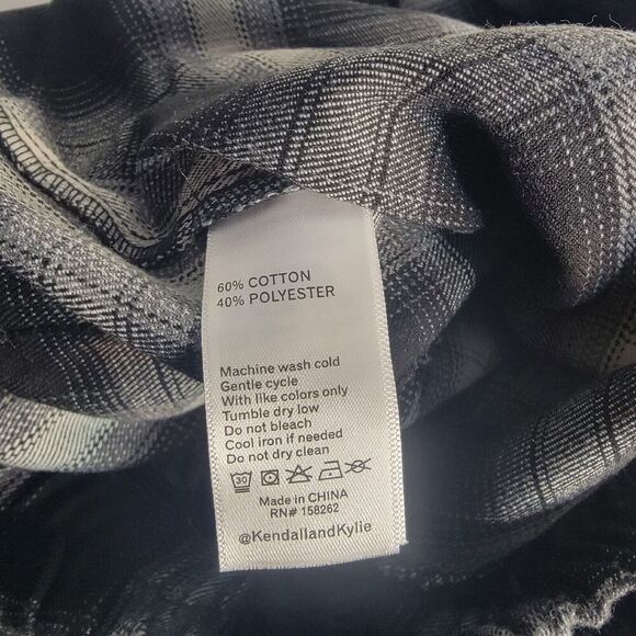 Kendall & Kylie Black and White Plaid Wide Leg Pants - Picture 7 of 9